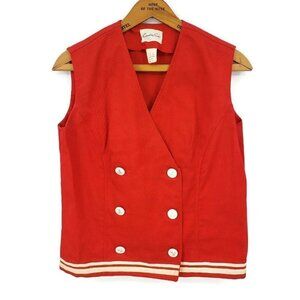 Vintage Country Set Blouse Womens 11 Red Sailor Top Sleeveless Anchor